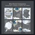 Blue Flower Vellum Paper Kit, 15 sheets of translucent floral scrapbooking material - Blue Flower Companion