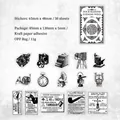 30 adesivi vintage bianco e nero con motivi fotocamera e grammofono per scrapbooking - Ombre del Passato