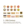 Retro washi-papier stickerset met 19e-eeuwse etiketten en goudstempel, 60 stuks - 19e Eeuw
