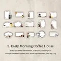 Set di 30 adesivi washi Morning Coffeehouse per scrapbooking, stile caffè retrò disegnato a mano - Caffetteria del Mattino