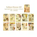 Vintage Blumenelfen Aufkleber aus leichtem Papier für Scrapbooking und Journaling - Gelbe Blumenelfen
