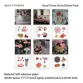 Pink deco stickers set featuring vintage cars and cakes for DIY journal decoration - Returning Under Glowing Clouds