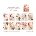 50-teiliges Dornröschen-Papierpack im Vintage-Stil für Junk-Journal-Dekorationen - Rot Gekleidete Blumenfee