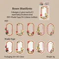 Adesivi per cornici botaniche con rose vintage in PET e carta washi per scrapbooking - Dichiarazione di Rosa