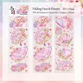 Adesivi olografici in PET con ventagli e fiori rosa, confezione da 2 fogli decorativi - Ventaglio e Fiori