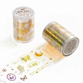 Rainbow holographic gold PET tape featuring butterfly and star moon pattern designs - Butterfly Trace
