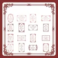 Deep red vintage text stickers set with elegant poetry borders for journaling - Ripple of Song