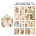 Set de pegatinas retro invernadero secreto con motivos florales y sobre a juego - Invernadero de flores secreto