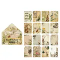 Set de pegatinas de bosque retro con sobres vintage y 16 patrones de animales - Historia del Bosque
