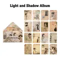 Set de pegatinas retro para álbumes de recortes con sobres vintage y 32 piezas - Álbum de Luz y Sombra