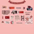 Set de pegatinas retro vintage con coches antiguos y relojes para decorar álbumes DIY - Viejos Sueños Revisitados
