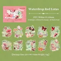Schmetterling und Blumen PET Aufkleber Set für Journal Deko, wasserfest, 30 Stück Set - Lotos im Wasser