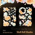 Juego de 4 hojas de pegatinas florales de PET con lámina de oro para scrapbooking - Susurros de Campana de Concha