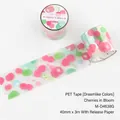PET-Dekoband Kirschfrucht-Traum mit rosa-grünen Mustern und praktischem Trennpapier - 40mmx3m / Kirschfrucht