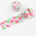 Cinta adhesiva PET decorativa con patrones de cereza rosa y verde y papel protector - 40mmx3m / Fruta de Cereza