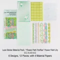 Kit d'autocollants en dentelle verte pour scrapbooking avec motifs floraux vintage - Lis Sauvage en Fleur (SC4394G)