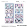 Lot de deux autocollants déco anime girl en bleu et rose pastel pour journaux - Fraise de Montagne
