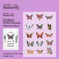 Lot de 30 autocollants papillon 琉璃夜蝶 en PET avec 15 motifs pour décoration - Papillon de Nuit Glacé