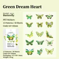 Vintage-Schmetterlingsaufkleber aus PET der Serie Grünes Traumherz mit 30 Dekostücken - Grünes Traumherz / Grün
