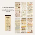 Vintage scrap paper stickers with retro typography and city stamps for journaling decoration - Bill Fragments