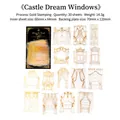 Vintage PET-stickers in Castle Dream Window-stijl met 30 stuks en goudfolie-accenten - Kasteel Droomvensters
