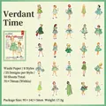 Vintage-Aufkleberset für Mädchen in Grün, 50 Stück Washi-Papier für DIY-Scrapbooking - Üppige Zeit