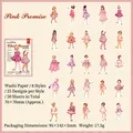 Vintage-Washi-Sticker Set Pink Promise mit Retro-Mädchen für DIY-Tagebuchgestaltung - Rosa Versprechen