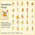 Retro childhood fashion washi stickers 50pcs pack for DIY journaling and scrapbooking - Sunshine Party
