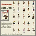 Retro Kariertes Mädchen Aufkleber für DIY Journaling, 50er Set Washi-Papier Sticker - Kariertes Mädchen