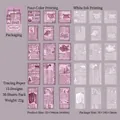 30pcs vintage newspaper style stickers set on vellum paper for journal decorating - Peanut with Red Gem