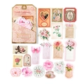 Vintage bloemenstickers uit de serie Flower Old Stories in warme roze en beige tinten - Zachte Bloementaal / 40 Stuks