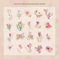 Watercolor floral PET stickers set with tulip and peony designs for DIY journaling - Fallen Peach Blossom House