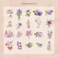 Adesivi vintage di iris e lavanda ad acquerello con bordi dorati per decorazione DIY - Iride Multicolore