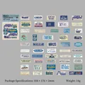 Vintage Washi Sticker Set in Blau mit 50 Etiketten- und Ticketdesigns für DIY-Journale - Blaues Ticket