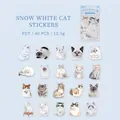 Adorable cat themed PET sticker set featuring diverse breeds for scrapbooking and decoration - Snowy White Cat