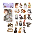 Set di 40 adesivi in PET con gatti che indossano vari costumi disegnati a mano - Gatto Travestito