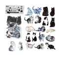 Adesivi in PET con illustrazioni di gatti in varie razze e pose per scrapbooking - Gatto Nero