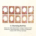 Victoria-serie vintage bloemenframe stickers in rode en roze tinten, set van 30 stuks - 30 Stuks / Charming Red Sea