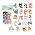 Set di 40 adesivi in PET con gatti ad acquerello, decalcomanie decorative a mano - Gatto con Fiori