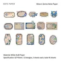 Blue floral and butterfly vintage craft paper stickers set, 45 sheets of white kraft paper - Star River Dream