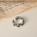 Vintage S925 Silber Sternring mit mehrlagigem Design und verstellbarem offenem Band - Offene Größe 14 (Verstellbar 12-17) / Antiksilber