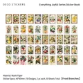 Vintage botanical deco stickers set with 50 unique fruit and plant washi paper designs - Frosty Branches