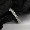 Clip d'oreille en argent sterling S925 fait main avec incrustation vert menthe - Argent 925 / Or Blanc