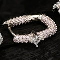 Luxury S925 silver pave-set zircon earrings with a rectangular design and square center stone - White Gold / Pink Zirconia Style (E6051)