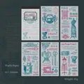 Vintage naaien washi sticker set met mannequin en machine voor doe-het-zelf decoratie - Naaiacademie