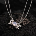 Elegante Halskette aus S925 Sterlingsilber mit ovalem Edelstein und Zylinderanhänger - 925er Silber / Weißgold