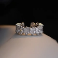 Polsino per orecchio in argento S925 con fila di zirconi bianchi a taglio quadrato - Stile Strass Bianco / Argento 925 / Argento