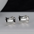 Pendientes de aro en plata de ley S925 pulida con diseño de onda minimalista - Plata 925 / Oro Blanco