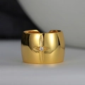 Anello largo regolabile in oro con stella e zircone lucido finitura a specchio - Misura Aperta 14 (Regolabile 12-17) / Oro 18K