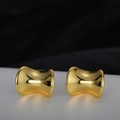 Pendientes de plata S925 bañados en oro con acabado de espejo pulido de diseño elegante - Plata 925 / Oro de 18K